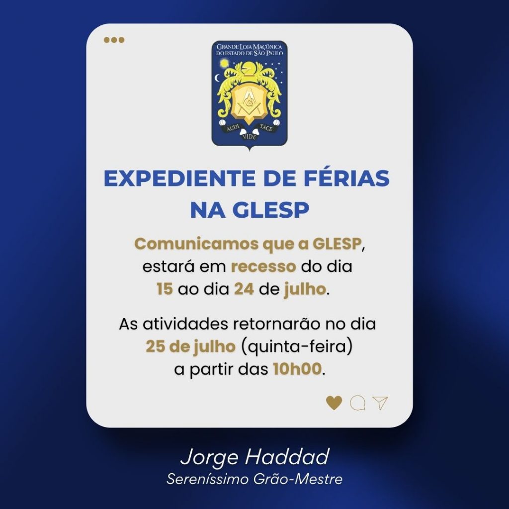 Comunicado de Férias na GLESP