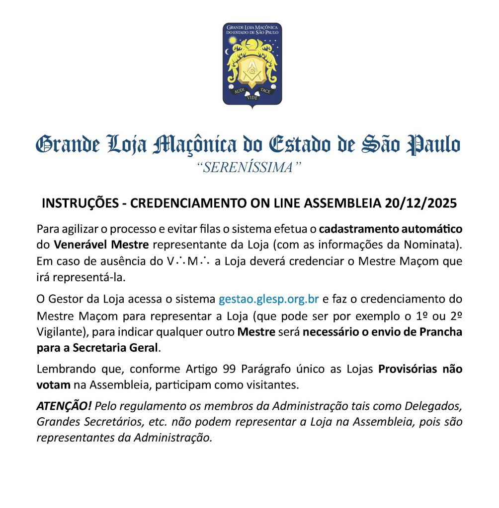 Instruções Credenciamento On Line Assembleia 20/12/2025