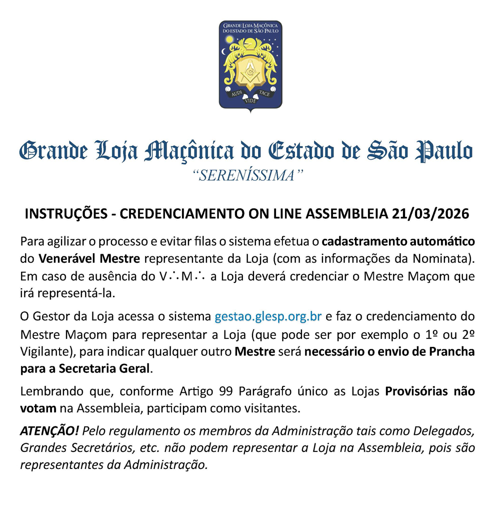 Instruções para o Credenciamento On Line Assembleia de 21/03/2026