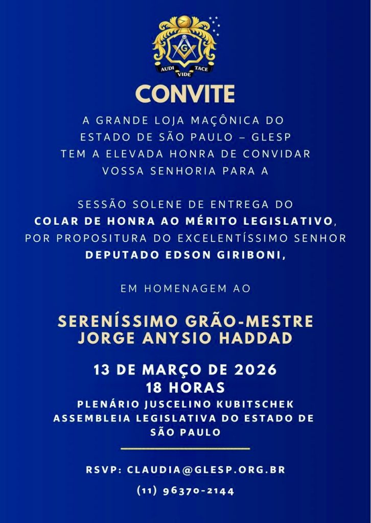 Convite para Sessão Solene na ALESP
