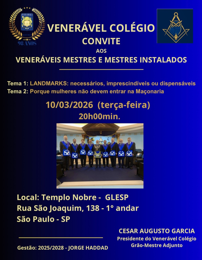 Convite: Sessão do Venerável Colégio – Gestão 2025/2028