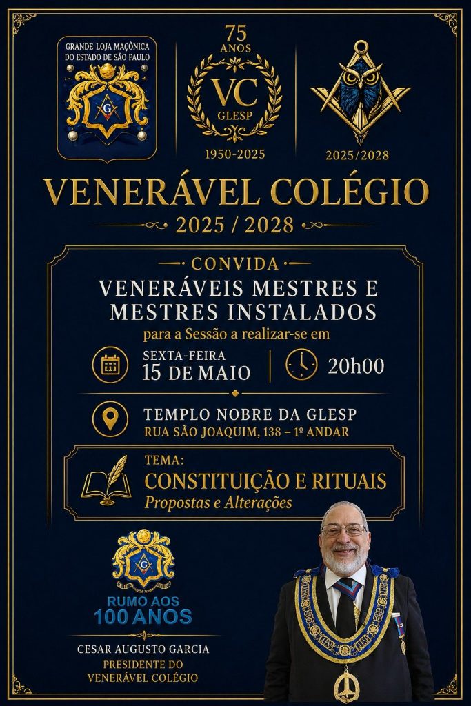 Convite: Sessão do Venerável Colégio – Gestão 2025/2028