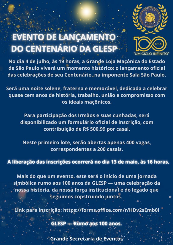 Evento de Lançamento do Centenário da GLESP