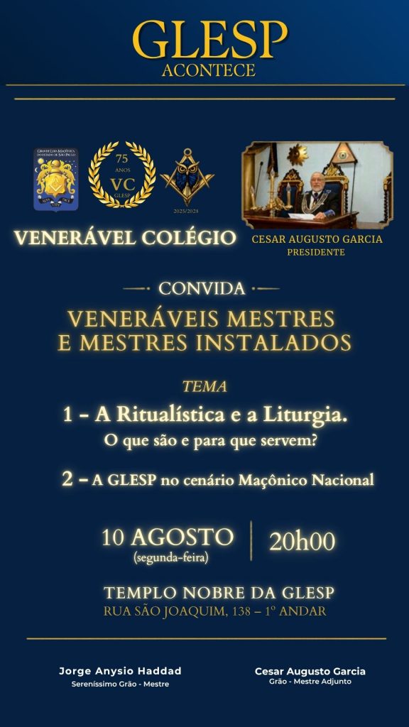 Convite: Sessão do Venerável Colégio – 10/08/2026